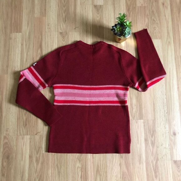 Demetre 100% Wool Striped Crew Neck Knit Sweater Women's Size M Large Multicolor - Picture 7 of 8